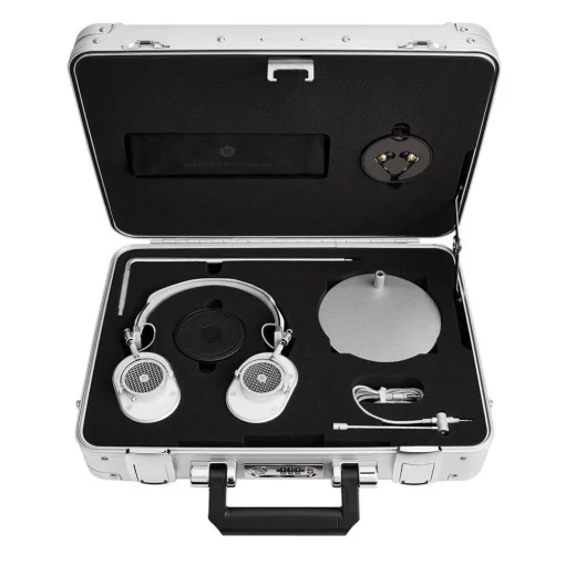 Master & Dynamic Master & Dynamic - MH40 - Zero Halliburton Kit - Silver Metal / White Leather - Premium High Quality Over-Ear Headphones - Avvenice