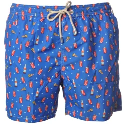 MC2 Saint Barth - Boxer Swimsuit in CocaCola and Pizza Pattern - Blue - Luxury Exclusive Collection - Avvenice^ Swimwear
