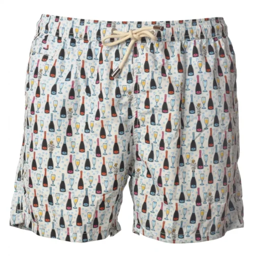 MC2 Saint Barth - Boxer Swimsuit Bellavista - White Pattern - Luxury Exclusive Collection - Avvenice^ Swimwear