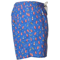 MC2 Saint Barth - Boxer Swimsuit in CocaCola and Pizza Pattern - Blue - Luxury Exclusive Collection - Avvenice^ Swimwear