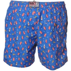 MC2 Saint Barth - Boxer Swimsuit in CocaCola and Pizza Pattern - Blue - Luxury Exclusive Collection - Avvenice^ Swimwear