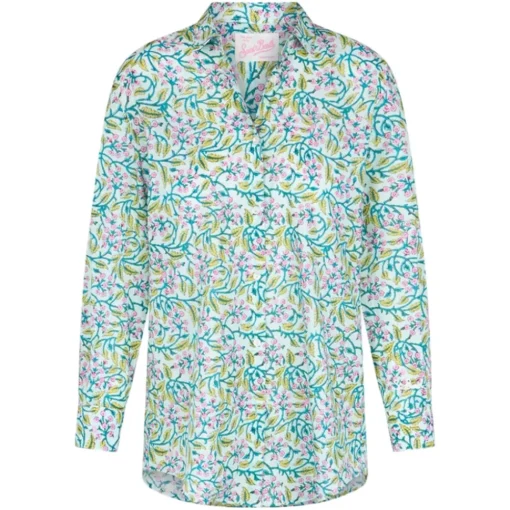 MC2 Saint Barth - Classic Shirt with Floral Print - Aqua Green - Luxury Exclusive Collection - Avvenice