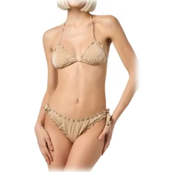 MC2 Saint Barth - Lurex Bikini with Ruffled Edges - Gold - Luxury Exclusive Collection - Avvenice^ Swimwear