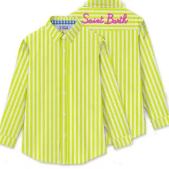 MC2 Saint Barth - Oversized Striped Shirt - White/Fluo Yellow - Luxury Exclusive Collection - Avvenice^ Shirts