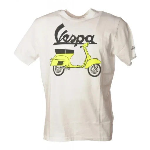 MC2 Saint Barth - T-Shirt Man Vespa Outline 01N - White - Luxury Exclusive Collection - Avvenice
