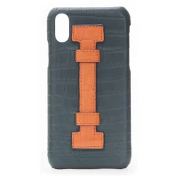 2 ME Style - Case Fingers Croco Green / Orange - iPhone XR - Crocodile Leather Cover - Avvenice