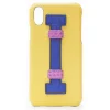 2 ME Style - Case Fingers Leather Yellow / Croco Blue - iPhone XR - Crocodile Leather Cover - Avvenice