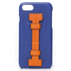 2 ME Style - Case Fingers Leather Blue / Croco Arancione - iPhone 8 Plus / 7 Plus - Crocodile Leather Cover - Avvenice^ Case