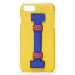 2 ME Style - Case Fingers Leather Yellow / Croco Orange - iPhone 8 Plus / 7 Plus - Crocodile Leather Cover - Avvenice