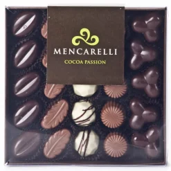 Mencarelli Cocoa Passion - Transparent Box 25 Pralines Assorted - Artisan Chocolates 250 g - Avvenice^ Sweets