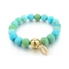 Mikol Marmi - Aquamarine Gemstone Marble Beaded Bracialet - Real Marble - Collection - Avvenice^ Other Accessories