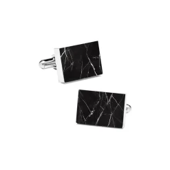 Mikol Marmi - Black Marquina Rectangular Marble Cuff Links - Real Marble - Collection - Avvenice^ Ties & Bow Ties