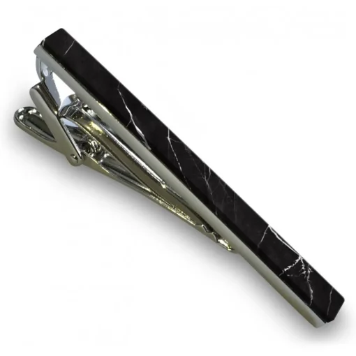 Mikol Marmi - Black Marquina Gemstone Marble Tie Bar - Real Marble - Collection - Avvenice^ Ties & Bow Ties