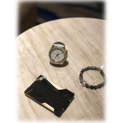 Mikol Marmi - Black Marquina Gemstone Marble Minimalist Wallet - Credit Cards Holder - Real Marble - Collection - Avvenice