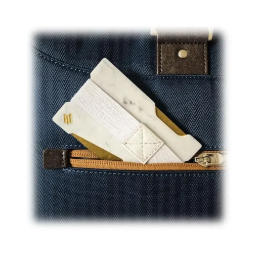 Mikol Marmi - Black Marquina Gemstone Marble Minimalist Wallet - Credit Cards Holder - Real Marble - Collection - Avvenice
