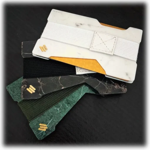 Mikol Marmi - Black Marquina Gemstone Marble Minimalist Wallet - Credit Cards Holder - Real Marble - Collection - Avvenice