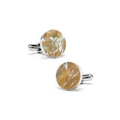 Mikol Marmi - Galaxy Gold Round Marble Cuff Links - Real Marble - Collection - Avvenice^ Ties & Bow Ties