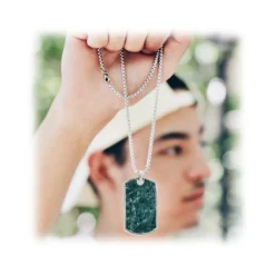 Mikol Marmi - Green Rainforest Gemstone Marble Dog Tag - Real Marble - Collection - Avvenice