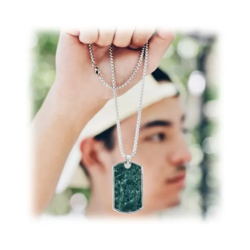 Mikol Marmi - Green Rainforest Gemstone Marble Dog Tag - Real Marble - Collection - Avvenice