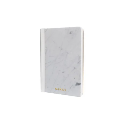 Mikol Marmi - Leather Bounded White Carrara Marble Notebook - Real Marble - Desk Supplies - Collection - Avvenice