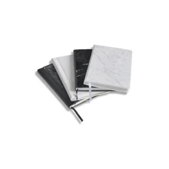 Mikol Marmi - Leather Bounded White Carrara Marble Notebook - Real Marble - Desk Supplies - Collection - Avvenice