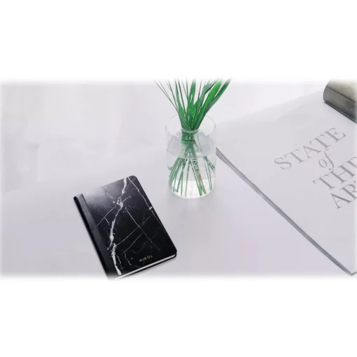 Mikol Marmi - Leather Bounded Marquina Black Marble Notebook - Real Marble - Desk Supplies - Collection - Avvenice^ Desk Supplies
