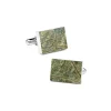 Mikol Marmi - Rainforest Green Rectangular Marble Cuff Links - Real Marble - Collection - Avvenice