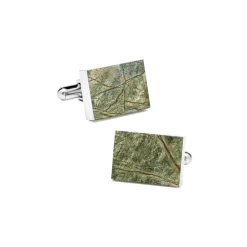 Mikol Marmi - Rainforest Green Rectangular Marble Cuff Links - Real Marble - Collection - Avvenice