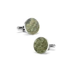 Mikol Marmi - Rainforest Green Round Marble Cuff Links - Real Marble - Collection - Avvenice