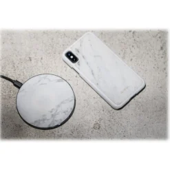 Mikol Marmi - Wireless Charging Pad in White Carrara Marble with USB Cable - Desktop Charger - iPhone - Apple - Samsung - Avvenice^ Accessories