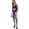 Miriam Tirinzoni - Black Swimsuit with a Lilac Skirt - Swimwear - Luxury Exclusive Collection - Avvenice