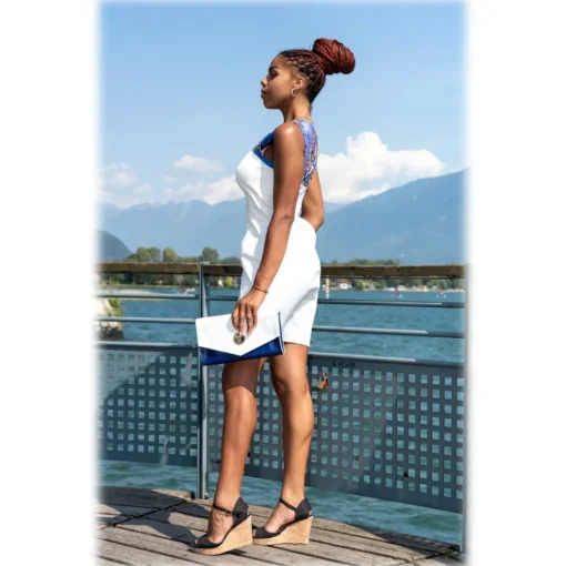 Miriam Tirinzoni - Blue and White Calf Leather Bag - Bags - Luxury Exclusive Collection - Avvenice^ Bags