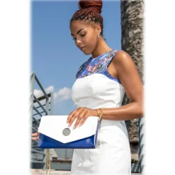 Miriam Tirinzoni - Blue and White Calf Leather Bag - Bags - Luxury Exclusive Collection - Avvenice^ Bags