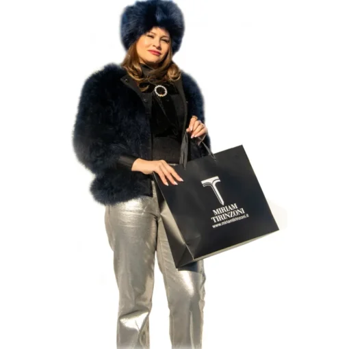 Miriam Tirinzoni - Blue Feather Fur - Midnight - Jacket - Luxury Exclusive Collection - Avvenice^ Jackets