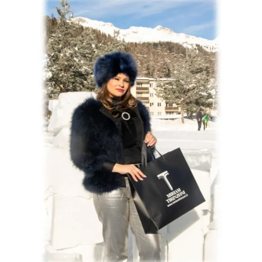 Miriam Tirinzoni - Blue Feather Fur - Midnight - Jacket - Luxury Exclusive Collection - Avvenice^ Jackets