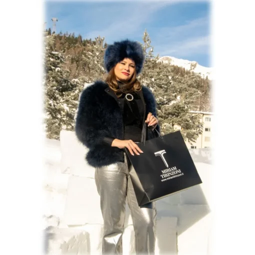 Miriam Tirinzoni - Blue Feather Fur - Midnight - Jacket - Luxury Exclusive Collection - Avvenice^ Jackets