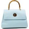 Miriam Tirinzoni - Calf Leather Bag with Bamboo Handle - Light Blue - Bags - Luxury Exclusive Collection - Avvenice^ Bags