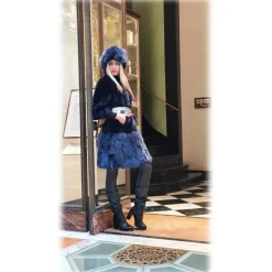 Miriam Tirinzoni - Fox Fur Headpiece - Blue - Headwear - Luxury Exclusive Collection - Avvenice