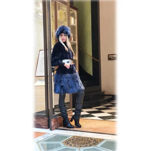 Miriam Tirinzoni - Fox Fur Headpiece - Blue - Headwear - Luxury Exclusive Collection - Avvenice