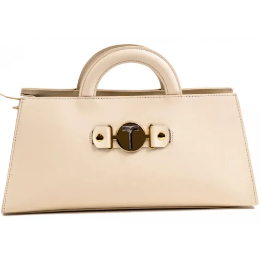 Miriam Tirinzoni - Hardshell Calf Leather Bag - Cream - Bags - Luxury Exclusive Collection - Avvenice^ Bags