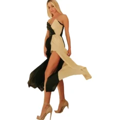 Miriam Tirinzoni - Long Bicolor Tailored Suit - Black White - Dresses - Luxury Exclusive Collection - Avvenice