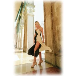 Miriam Tirinzoni - Long Bicolor Tailored Suit - Black White - Dresses - Luxury Exclusive Collection - Avvenice