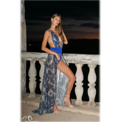 Miriam Tirinzoni - Luxury Swimsuit with a Large Sequined Pareo - Swimsuit - Luxury Exclusive Collection - Avvenice^ Swimwear