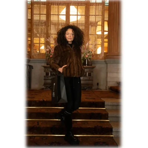 Miriam Tirinzoni - Mink Bomber Jacket - Brown - Jacket - Luxury Exclusive Collection - Avvenice^ Jackets