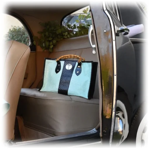 Miriam Tirinzoni - White and Brown Color Bag with Bamboo Handle - Bags - Luxury Exclusive Collection - Avvenice^ Bags