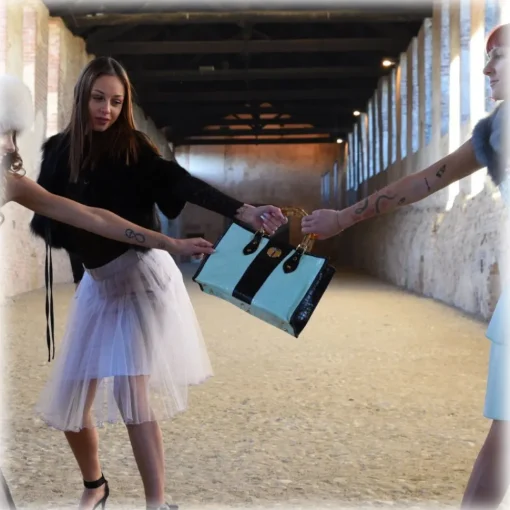 Miriam Tirinzoni - White and Brown Color Bag with Bamboo Handle - Bags - Luxury Exclusive Collection - Avvenice^ Bags