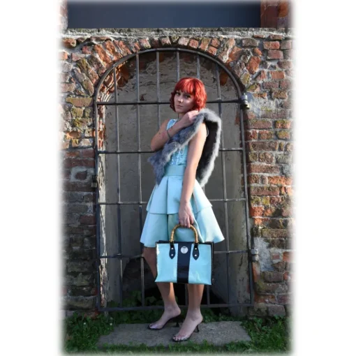 Miriam Tirinzoni - White and Brown Color Bag with Bamboo Handle - Bags - Luxury Exclusive Collection - Avvenice^ Bags