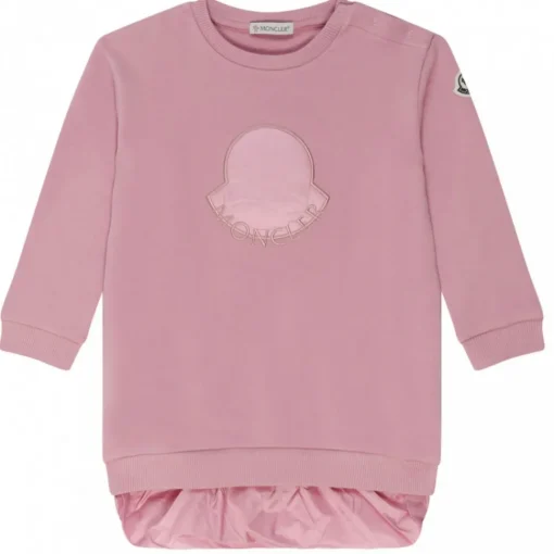Moncler - Pink Cotton Logo Embroidered Dress - Exclusive Luxury Collection - Avvenice^ Dresses