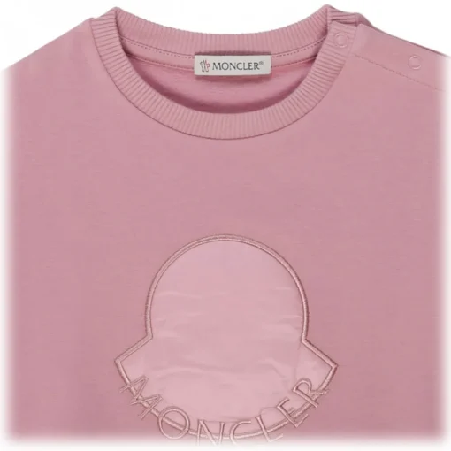 Moncler - Pink Cotton Logo Embroidered Dress - Exclusive Luxury Collection - Avvenice^ Dresses