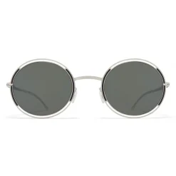 Mykita - Giselle - Oval Metal Sunglasses - Silver Black - New Collection - Eyewear - Avvenice